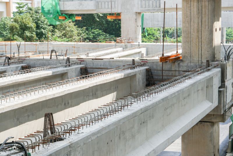 precast concrete used in the construction of a building