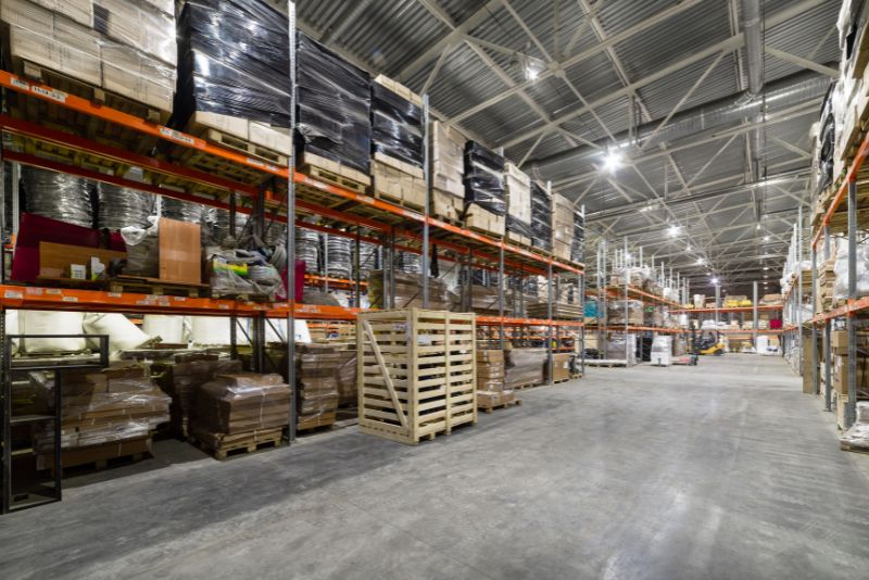 factory warehouse with concrete floor