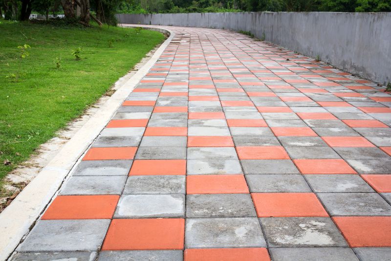 coloured concrete bricks for concrete path
