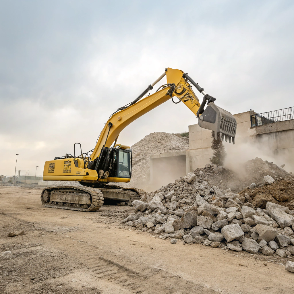 hydraulic breaker excavator slab demolition