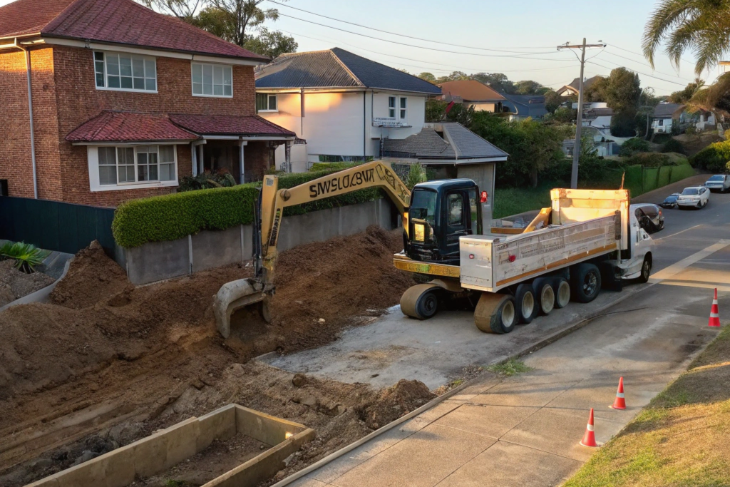Bulk excavation in progress on a residential subdivision block in Coffs Harbour